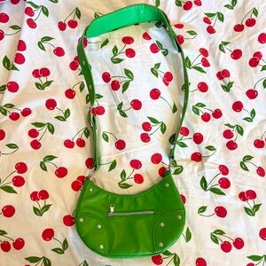 Y2K Bright Green and Silver Shoulder Bag adjustable mini purse